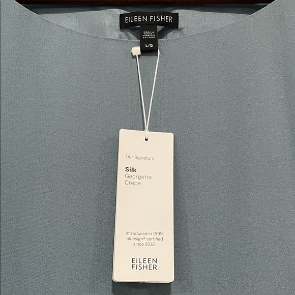 Eileen Fisher Silk Georgette Crepe Dress in Gray - Picture 2 of 8